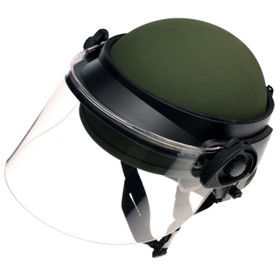 Paulson Manufacturing DK6-H .150S Non-Ballistic Face Shield features a helmet band mount and polycarbonate construction